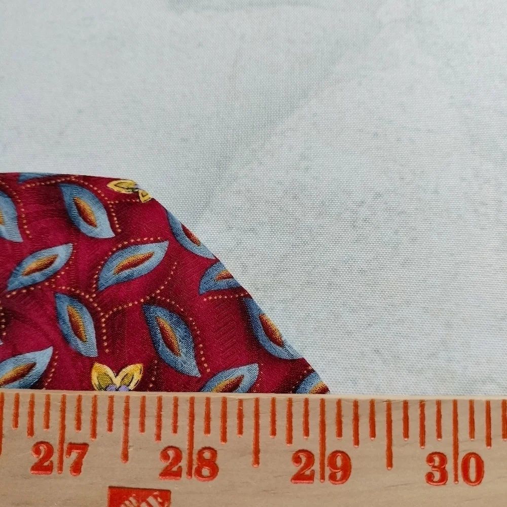 Robert Talbott Best of Class Necktie Tie Silk Red Yellow Flowers Leaf Classic T
